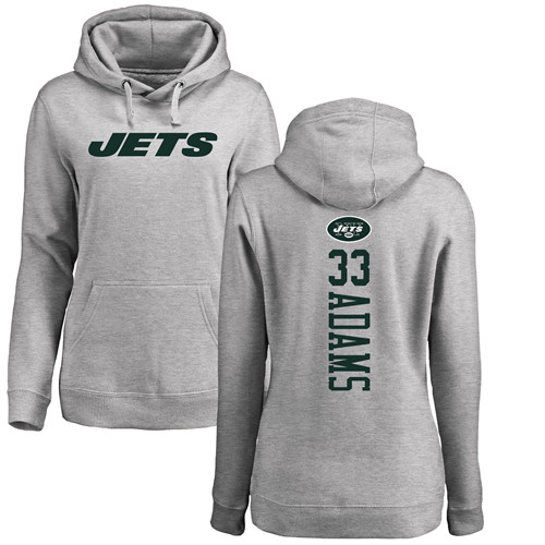 New York Jets Ash Women Jamal Adams Backer NFL Football #33 Pullover Hoodie Sweatshirts